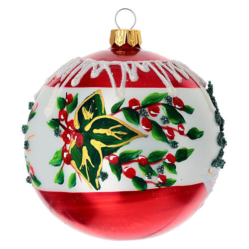 Pallina Babbo Natale dipinta a mano vetro soffiato 100 mm  3