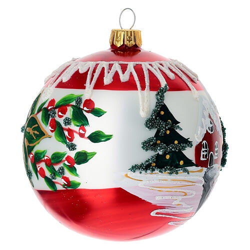 Pallina Babbo Natale dipinta a mano vetro soffiato 100 mm  4