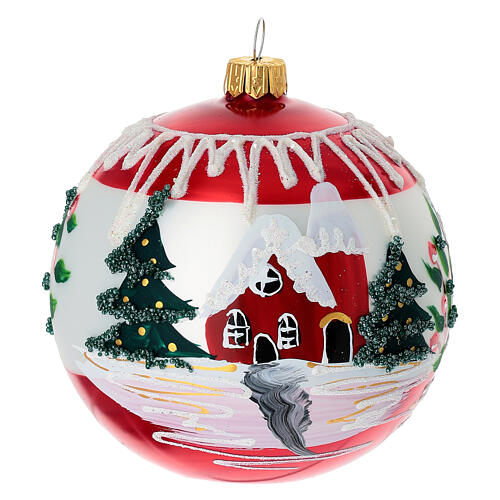 Pallina Babbo Natale dipinta a mano vetro soffiato 100 mm  5