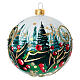 Pallina Natale verde agrifoglio 100 mm vetro soffiato dipinto a mano s2