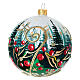 Pallina Natale verde agrifoglio 100 mm vetro soffiato dipinto a mano s3