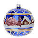 Bola de Navidad paisaje fondo azul lúcido 100 mm vidrio soplado s8