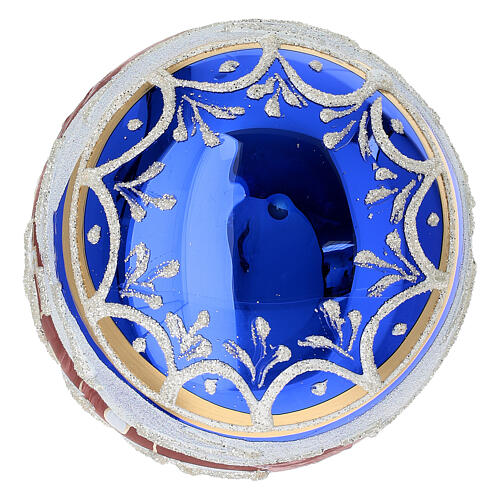 Bola de Natal paisagem fundo azul brilhante 100 mm vidro soprado 5