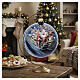 Christmas ball with Santa Claus decoupage, 6 in, glossy blue blown glass s2