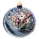 Pallina di Natale Babbo Natale decoupage blu lucido 150 mm vetro soffiato s1