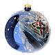 Glossy Blue Christmas Bauble with Santa Claus Decoupage 150 mm Blown Glass s3