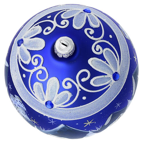 Bola azul paisaje invernal nocturno vidrio soplado 150 mm 7