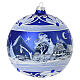 Bola azul paisaje invernal nocturno vidrio soplado 150 mm s3