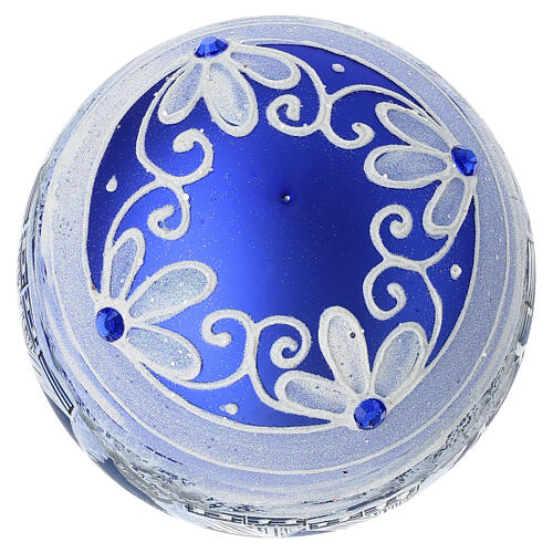 Blue Christmas ball snowy night landscape blown glass 150 mm 6