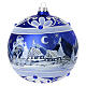 Blue Christmas ball snowy night landscape blown glass 150 mm s1