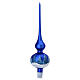 Blue satin Christmas tree topper with hand-painted snowy landscape, blown glass, 14 in s5