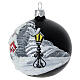 Set 2 palline paesaggio invernale nero opaco vetro soffiato 80 mm s3