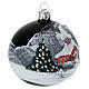 Set 2 palline paesaggio invernale nero opaco vetro soffiato 80 mm s4