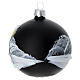 Set 2 palline paesaggio invernale nero opaco vetro soffiato 80 mm s5