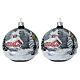 Set of 2 matte black blown glass winter landscape baubles, 80 mm s1