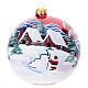 Weihnachtskugel aus mundgeblasenem Glas, rotes Dekor mit Winterlandschaft und Weihnachtsmann – Ø 12 cm s1