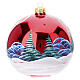 Weihnachtskugel aus mundgeblasenem Glas, rotes Dekor mit Winterlandschaft und Weihnachtsmann – Ø 12 cm s4