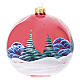 Weihnachtskugel aus mundgeblasenem Glas, rotes Dekor mit Winterlandschaft und Weihnachtsmann – Ø 12 cm s5