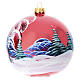 Red blown glass tree ornament with Santa landscape  120 mm s3