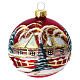 Set 2 boules de Noël paysage peint fond rouge mat 80 mm verre soufflé s2