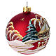 Conjunto 2 bolas de Natal paisagem pintada fundo vermelho opaco 80 mm vidro soprado s4