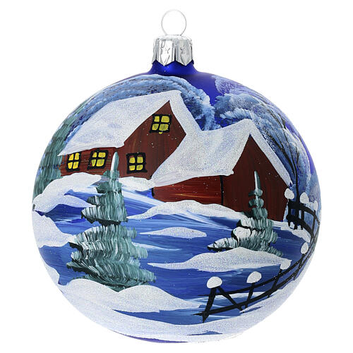 Set 4 bolas de Navidad de vidrio soplado 4 estaciones decoración a mano 100 mm 5