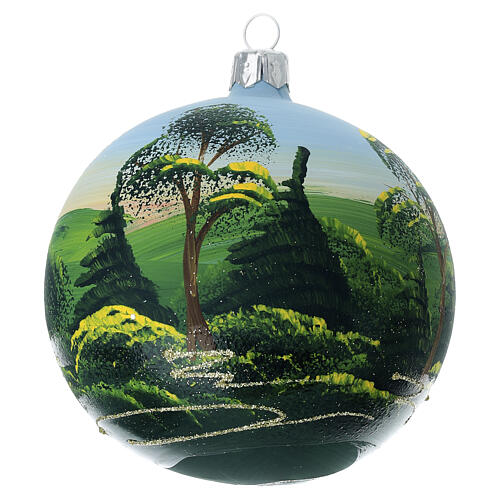 Set 4 bolas de Navidad de vidrio soplado 4 estaciones decoración a mano 100 mm 7