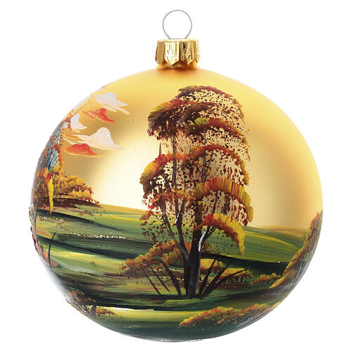 Set 4 bolas de Navidad de vidrio soplado 4 estaciones decoración a mano 100 mm 8