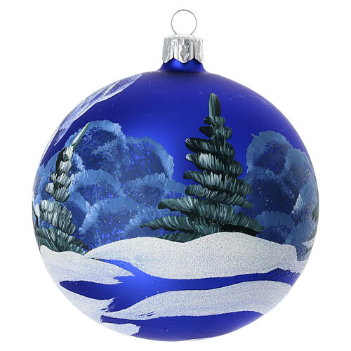 Set 4 palline di Natale in vetro soffiato 4 stagioni decoro a mano 100 mm 9
