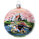 Set 4 palline di Natale in vetro soffiato 4 stagioni decoro a mano 100 mm s2