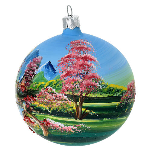 Glaskugel, Frühling, Decoupage, mundgeblasen, Ø 10 cm 3