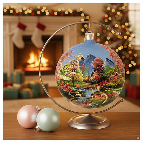 Spring decoupage on blown glass Christmas bauble, 4 in 2