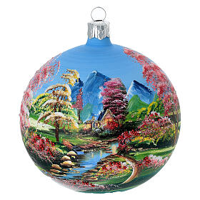 Pallina primaverile decoupage vetro soffiato 100 mm