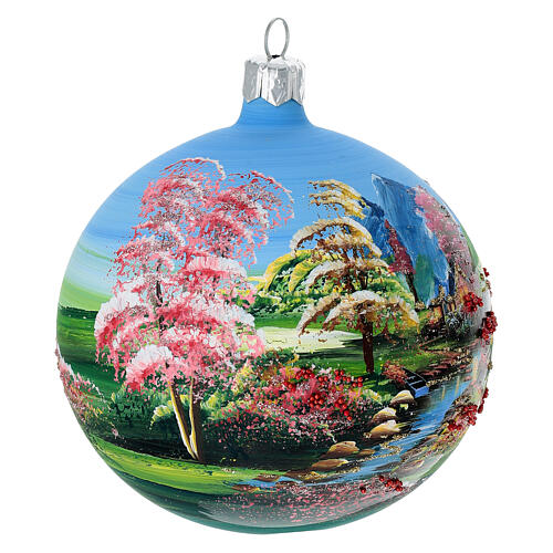 Pallina primaverile decoupage vetro soffiato 100 mm 4