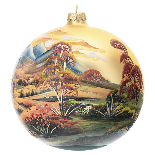 Bola paisaje otoñal vidrio soplado 150 mm pintada 2