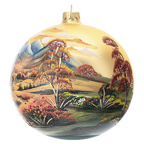 Boule de Noël paysage automnal verre soufflé 150 mm peinte