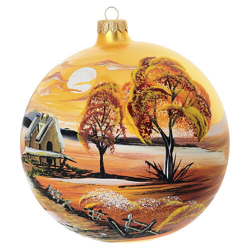 Bola vidrio soplado paisaje otoñal 150 mm pintada 2