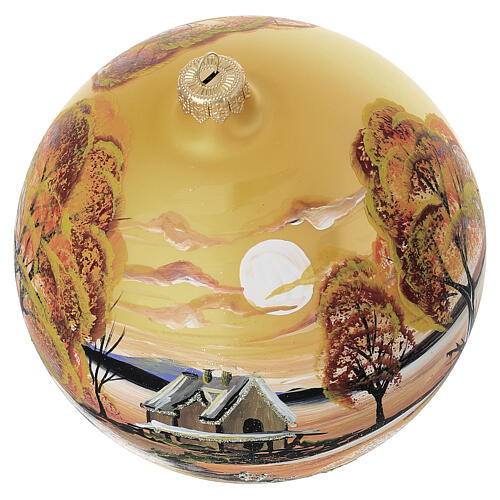 Bola vidrio soplado paisaje otoñal 150 mm pintada 6