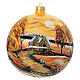 Blown glass ball autumn landscape 150 mm painted s1