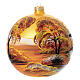 Blown glass ball autumn landscape 150 mm painted s4