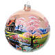 Bola paisagem primaveril cor-de-rosa vidro soprado 150 mm s5