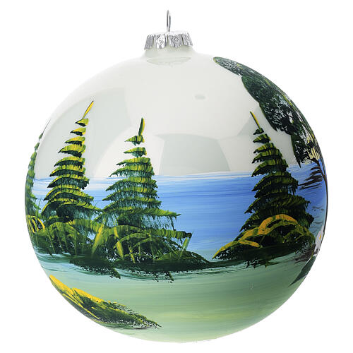 Pallina paesaggio estivo fiori dipinta a mano vetro soffiato 150 mm 4
