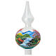 Pointe sapin de Noël paysage fleuri verre soufflé 36 cm s2