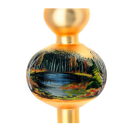 Cimier de Noël paysage automnal en verre soufflé 36 cm 2