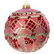 Light red Christmas ball with glitter decoration, 6 in, blown glass s1