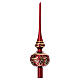 Blown glass Christmas tree topper bright red gold rhinestones 36 cm s1