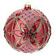 Pallina natalizia rossa fiori oro strass vetro soffiato 150 mm s1