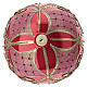 Pallina natalizia rossa fiori oro strass vetro soffiato 150 mm s3