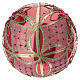 Pallina natalizia rossa fiori oro strass vetro soffiato 150 mm s4