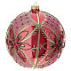 Red Christmas ball with gold flower rhinestones blown glass 150 mm s2